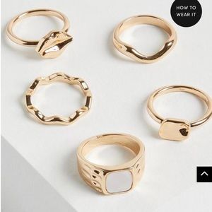 TORRID HAMMERED METAL PEARL RING SET SIZE 11